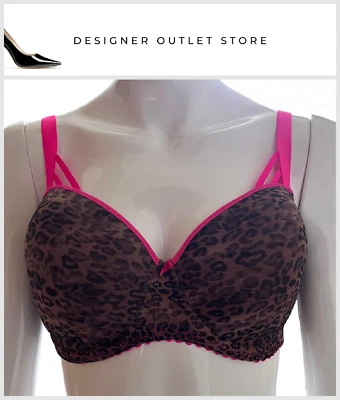 PrimaDonna Balcony Padded Bra UK 30G Twist Cafe Plume Underwired Moulded Cheetah - Image 1 of 4