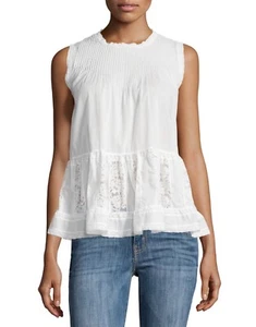 $365 NWT THE GREAT White Lace Jubilee Cotton Voile Tank Top Blouse Sz 0 XS - Picture 1 of 12