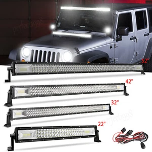 Tri-row 22" 32" 42" 52" LED Work Light Bar Combo Kit 4WD Offroad Driving Truck - Picture 1 of 31