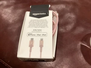 AmazonBasics USB to Lightn-ing Cable Charger iPhone iPad Apple Dbl Braided 6ft - Picture 1 of 1