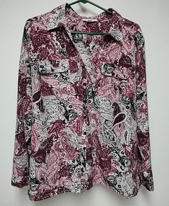 Studio Works Women Floral Long Sleeve Button-Up Shirt Multicolor Size 2X #WS8 - Picture 1 of 9