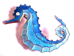 David Andersen Norway Sterling Silver & Enamel Seahorse Brooch Pin - Picture 1 of 4