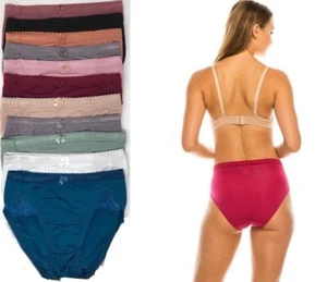 6 Women Microfiber High Cut Panties Underwear Solid Colors Sizes S M L XL 63023 - Picture 1 of 5