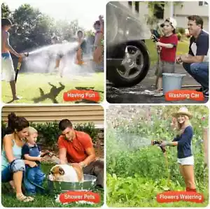 Garden Watering Hose Pipe Spray Gun 10/8 Patterns Soft Handle Car Washing Pets - Picture 1 of 25