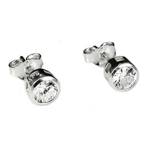 Orecchini punto luce cipollina mm 6 in argento 925 con zirconi bianchi - Foto 1 di 2