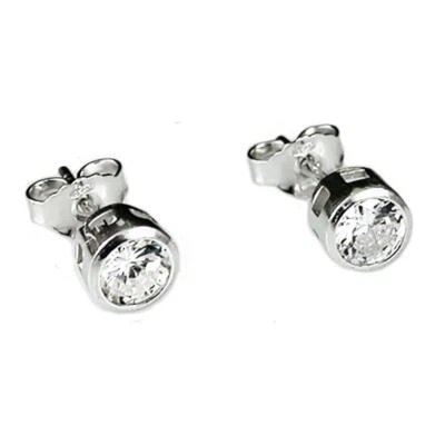 Orecchini punto luce cipollina mm 5 in argento 925 con zirconi bianchi - Immagine 1 di 2