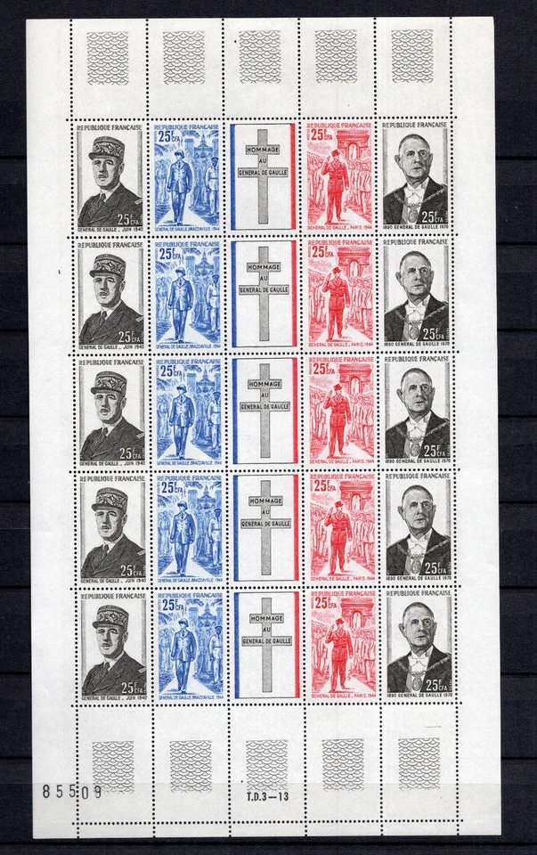 France  Feuille  DE GAULLE  197  : N°1695 a 1698  ( F1695 )  NEUF **   MNH  LUXE - Photo 1/1