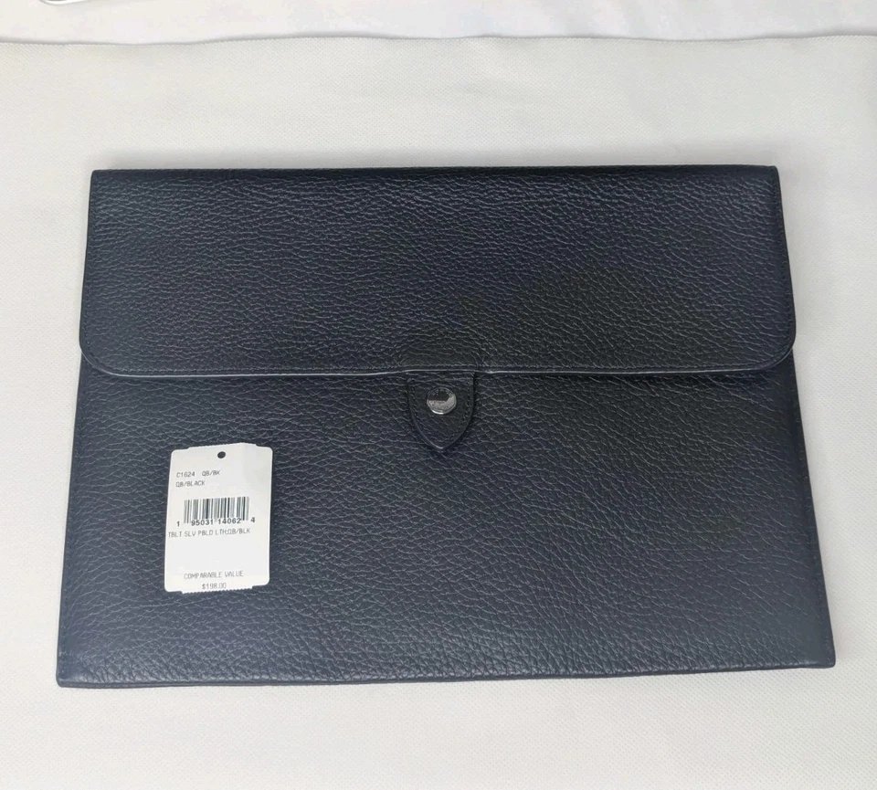 Brand New Coach Black Pebble Leather Tablet Sleeve - Image 1 of 4