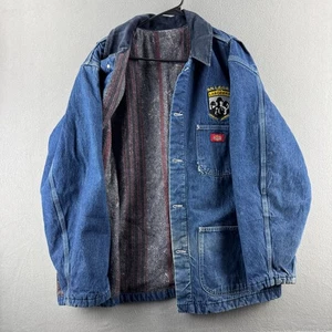 Vintage Dickies Denim Chore Coat Mens 2XL Blue Workwear Barn Jacket Distressed - Picture 1 of 18