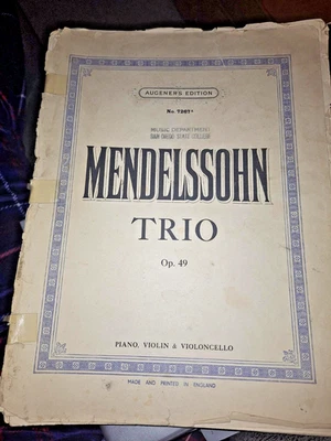 Mendelssohn Trio in D Minor Op 49 Sheet Music for Piano. Violin & Violincello - Image 1 of 2
