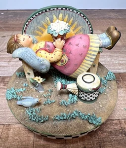 Debbie Mumm Kerzenaufsatz Figur liegendes Mädchen Sonne Design Deko Sammlerstück - Bild 1 von 6