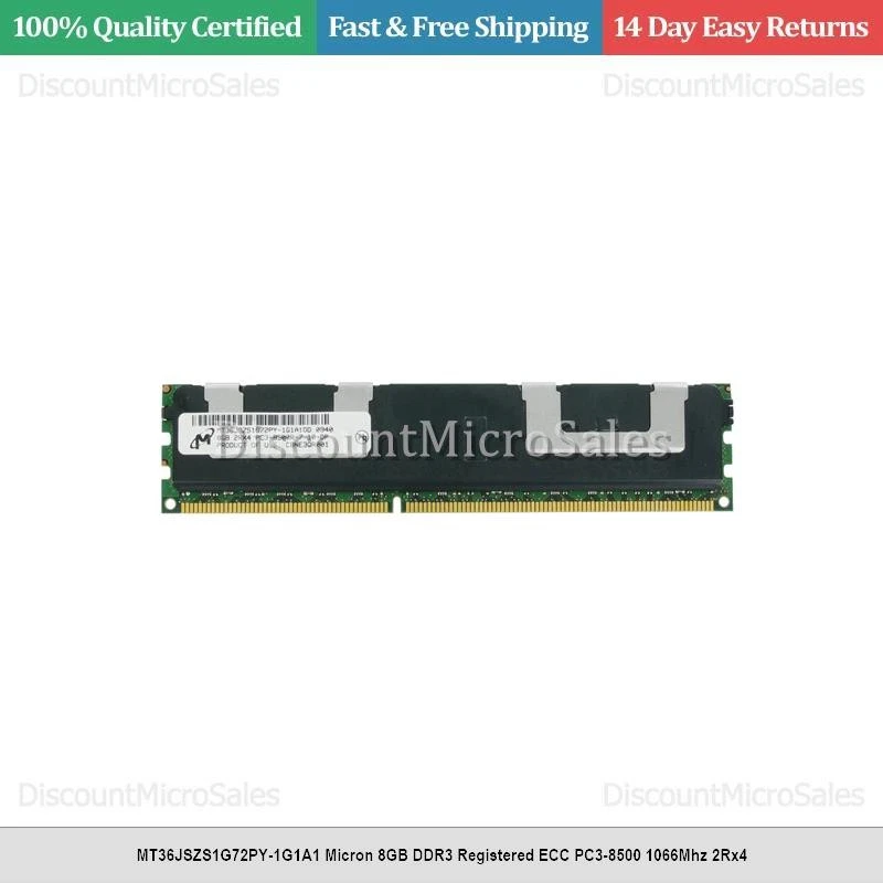 MT36JSZS1G72PY-1G1A1 Micron 8GB DDR3 Registered ECC PC3-8500 1066Mhz 2Rx4 - Image 1 of 1