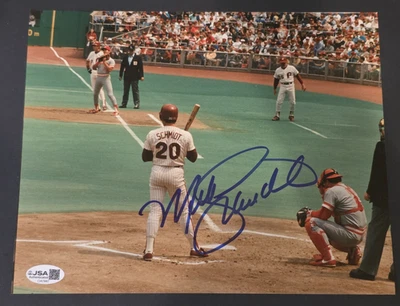 MIKE SCHMIDT Signed 8x10 Photo-HALL OF FAME-PHILADELPHIA PHILLIES-JSA - Image 1 of 4