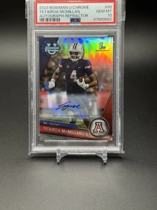 2023 Bowman University Tetairoa McMillan refractor primer automático/499 #68 Panthers - Imagen 1 de 2