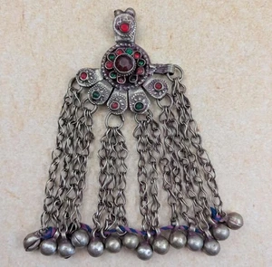 Colgante tribal vintage joyería Waziri 5" de largo (19414) - Imagen 1 de 7