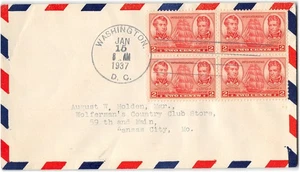 US #791 FDC, block of 4, 1937 - Picture 1 of 1