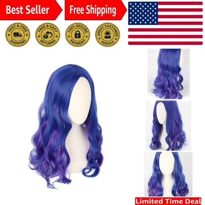 Peluca resistente al calor azul y púrpura de 15 pulgadas para niñas - Ideal para Halloween y disfraces Foto 1 de 4