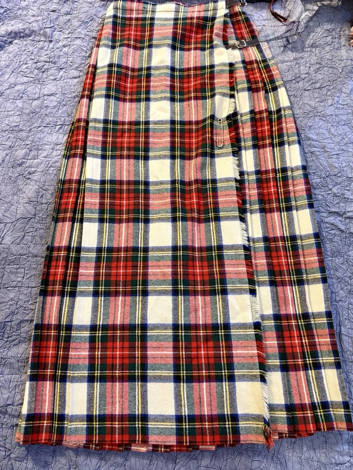 Vtg Wool Tartan Maxi Wrap Skirt Kilt UK 16 Plaid Academia Cottagecore Scotland - Image 1 of 4