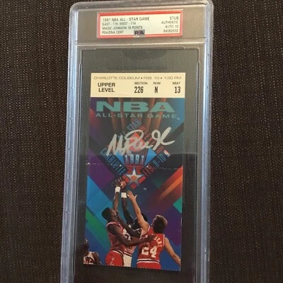 Psa Auto 10 1991 Nba All Star Ticket Magic Johnson Lakers Auto Signed - Image 1 of 4