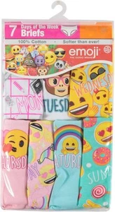 HANDCRAFT GIRLS PACK 7 DAYS OF THE WEEK EMOJI SIZE 4 UNDERWEAR BRIEFS - Picture 1 of 1