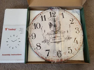 Toudorp runde leise Wanduhr Holz französische Landhausküche batteriebetrieben - Bild 1 von 4