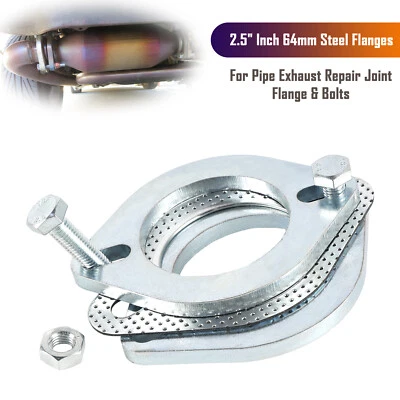 2 Steel Flanges 2.5" Inch 64mm For Pipe Exhaust Repair Joint Flange & Bolts S11 - Image 1 of 4