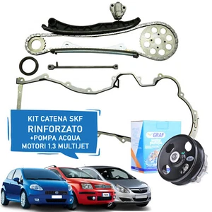 Kit catena distribuzione rinforzato + pompa acqua SKF Fiat 1.3 multijet - Foto 1 di 9