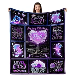 11 Year Old Girl Gift Ideas Blanket Birthday Gifts for 11 Year Old Girls 11th... - Picture 1 of 6
