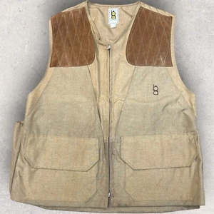 Vintage Bob Allen Vest Hunting Shooting Sportswear Leather Shoulders Tan Men's M - Picture 1 of 8