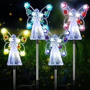 Solar Angel Garden Stake Lights Outdoor Eternal Light Angel Cemetery Decorations - Picture 1 of 14