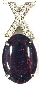 Australian Natural Black Triplet Opal Pendant Solid Sterling Silver Free Box - Picture 1 of 2
