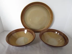 Lot of 3 Sango Nova Caramel 2 Cereal Soup Bowls & 1 Dinner Plate 11 Inches 4815 - Picture 1 of 12