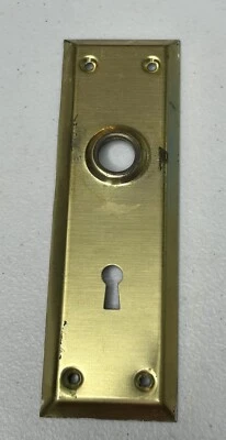 Vtg Antique Door Backplate Pressed Steel Reclaimed Arch Salvage 2.25 X 7 - Image 1 of 4