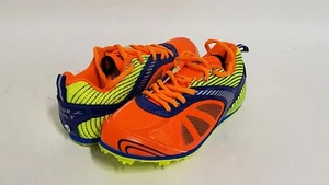 Spiked Track Running Sneakers Shoes w/ Removable Spike Key Orange/Blue Kids 5 US - Picture 1 of 7