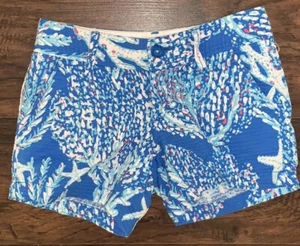 Lilly Pulitzer Good Reef Blue Starfish Callahan Shorts Size 00 XXS EUC - Picture 1 of 4