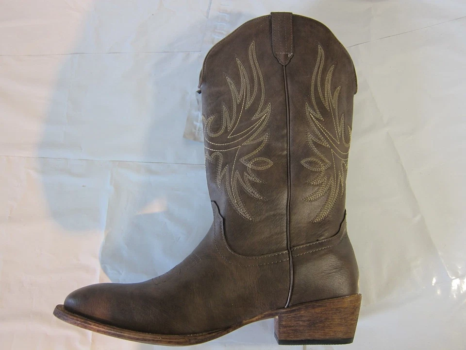 Silver Canyon Womens Western Short Cowgirl Cowboy Round Toe Boot 10.5 - Putty