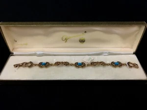 Bracciale Giovanni Longcraft Oro Rosa Gemme Blu Gioielli Vintage Firmato Firenze - Foto 1 di 6