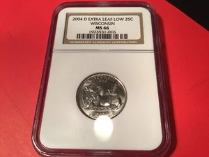 Rare Wisconsin Extra Low Leaf Error Quarter Strictly Graded NGC MS 66 - Picture 1 of 2