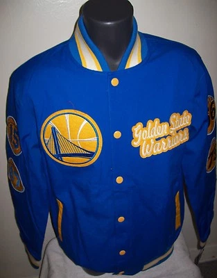 GOLDEN STATE WARRIORS NBA CHAMPIONS Cotton Jacket  S M L XL 2X BLUE YELLOW - Image 1 of 4