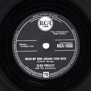 1958 UK No. 3 ELVIS PRESLEY 78 WEAR MY RING AROUND YOUR NECK  RCA 1058 E/E- - Picture 1 of 1