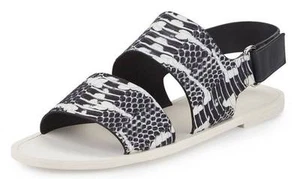 Vince Sorce Snake Embossed Leather Sandal Slingback Charcoal Sz 7 US 37.5 EU *J* - Picture 1 of 3