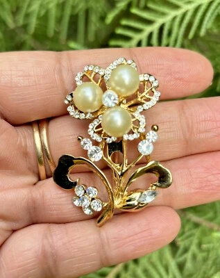 Pin de seguridad enchapado en oro amarillo perla circonita cúbica, broche, pasador sari pasador hiyab pasador Dupatta Foto 1 de 4