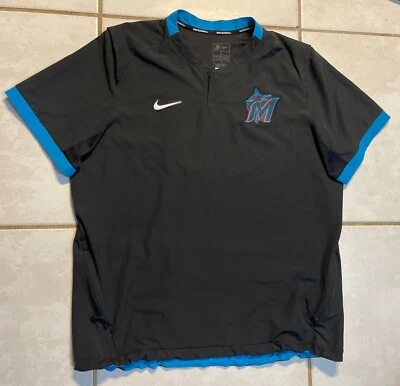 NIKE Miami Marlins Team Issued Short Sleeve Pullover Jacket  Men’s L - Image 1 of 4