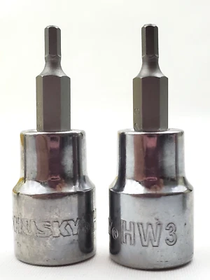 Lot of 2 Husky 3 mm Hex Bit Sockets 3/8" Drive HW3 - Image 1 of 4