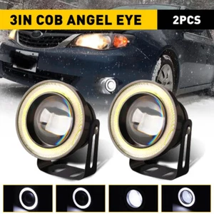 2X 3'' LED Fog Light Projector Car White Angel Eyes Halo Ring DRL Lamp Light EAW - Picture 1 of 18