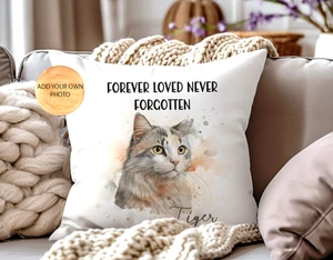 Personalised Cat Kitty Memorial Cushion Pet Loss Memory Pillow Keepsake Gift - Picture 1 of 3