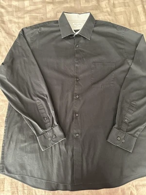 Van Heusen Shirt Mens 17.5 34/35 Black Regular Fit Stretch Dress Button Front - Image 1 of 4
