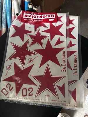 Two Sets NOS Major Decals Russian Stars For R/c Model Airplane Balsa Kit - Image 1 of 3