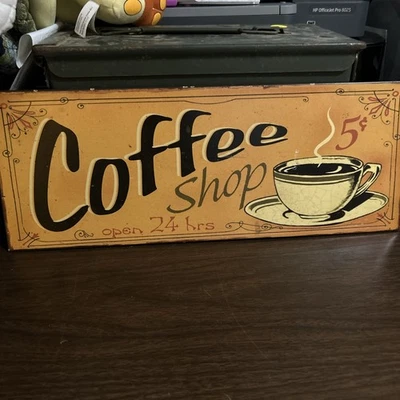 Vintage Style Cafe Coffee Shop Sign 15.5 X 6 - Image 1 of 3
