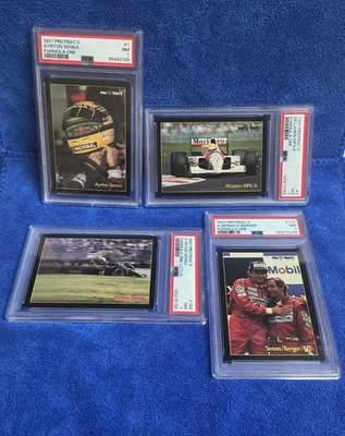 1991 PRO TRAC'S FORMULA ONE AYRTON SENNA (4) CARD - PSA 7 LOT. - Image 1 of 4